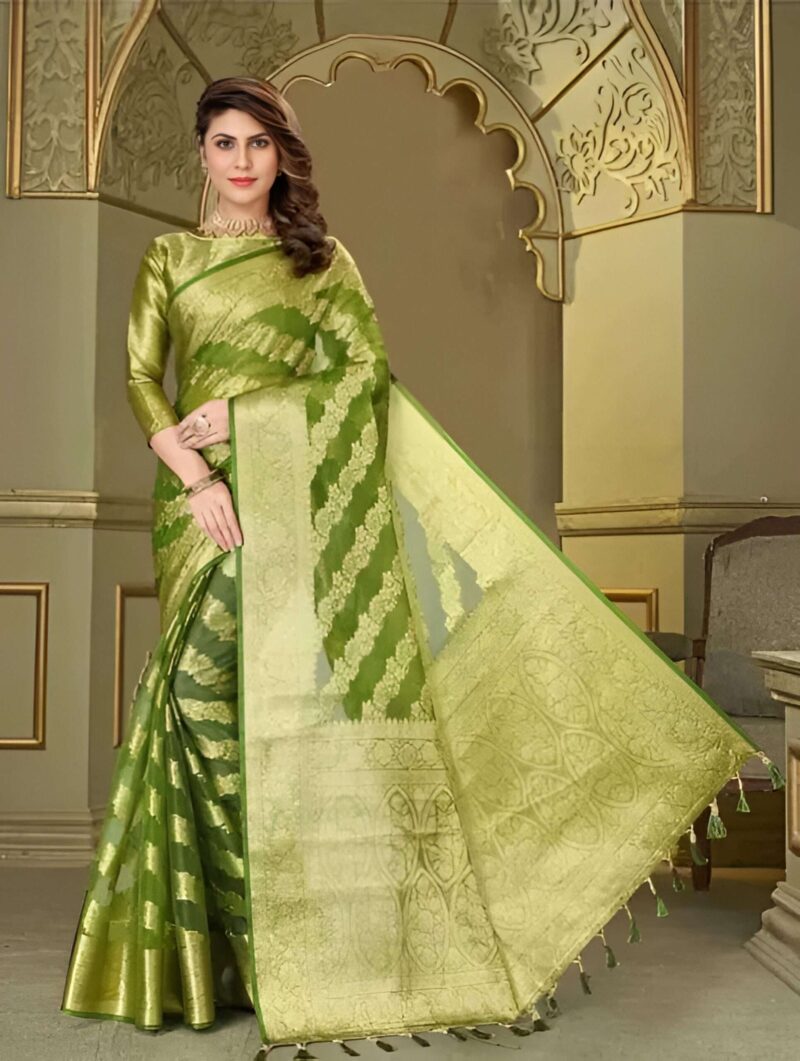 Organza Banarasi Silk Saree with Rich Zari Work
