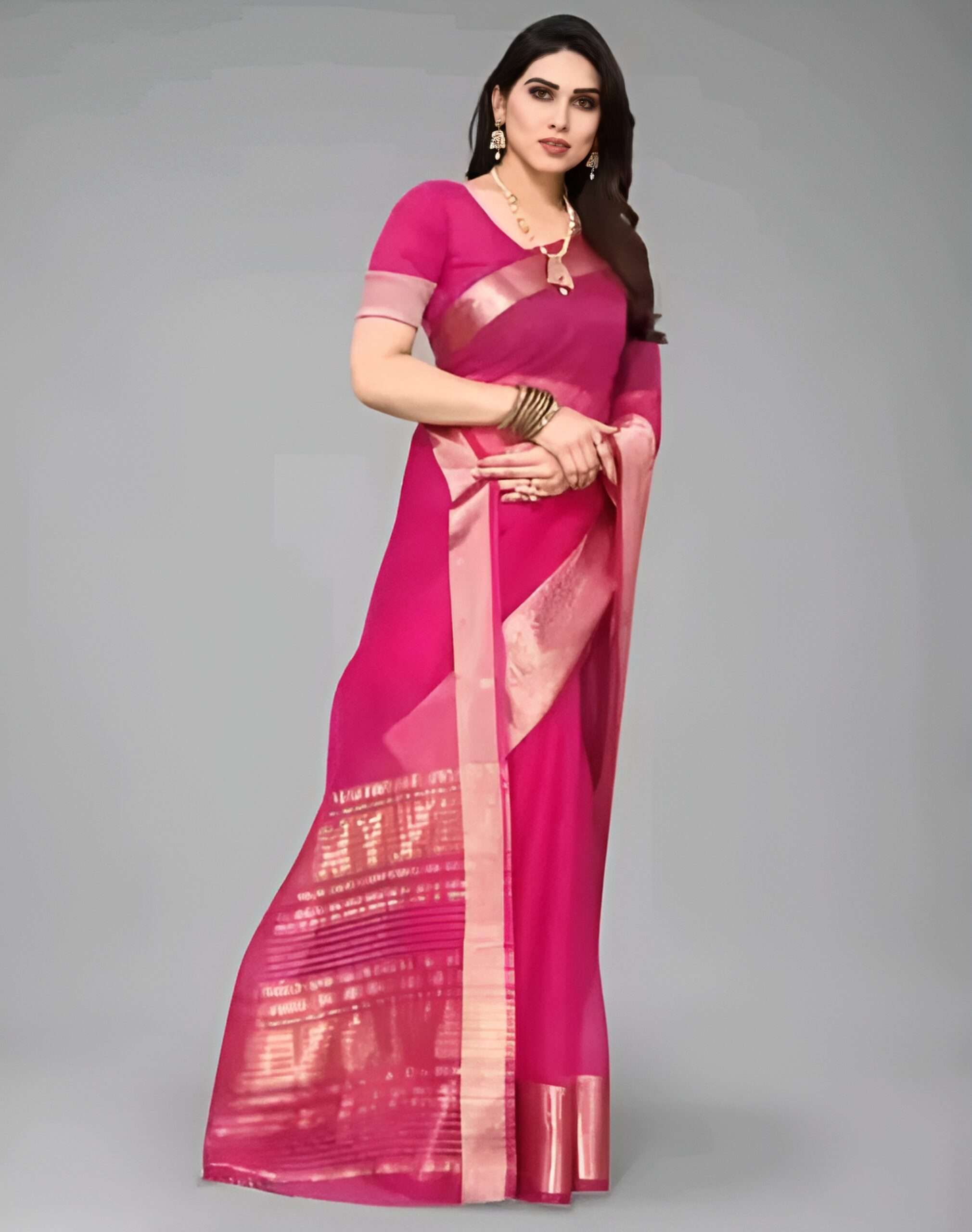 Green Organza Banarasi Silk Saree - Image 3