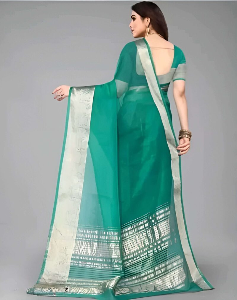 Green Organza Banarasi Silk Saree