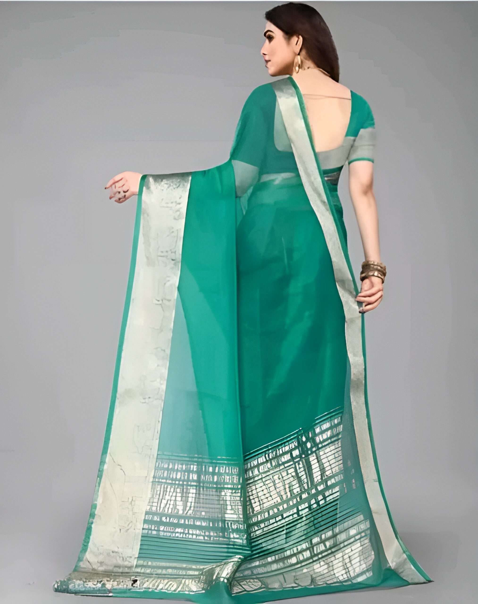 Green Organza Banarasi Silk Saree
