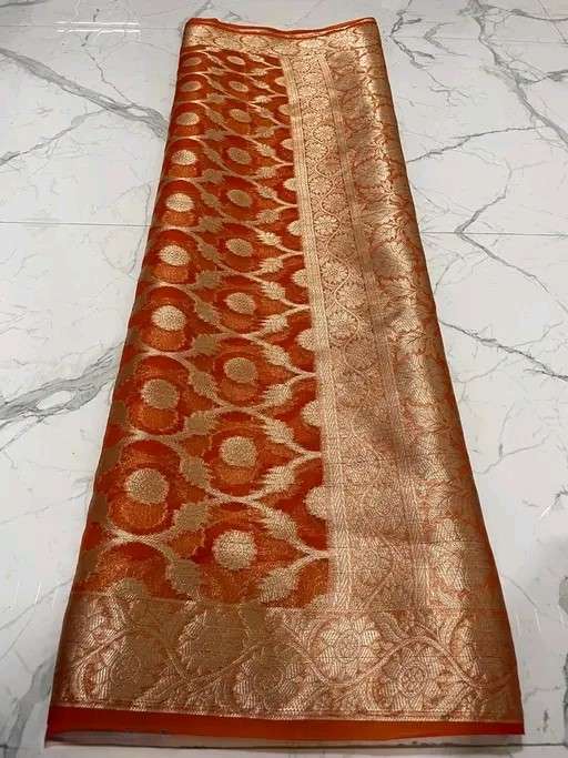 Orange Zari silk saree