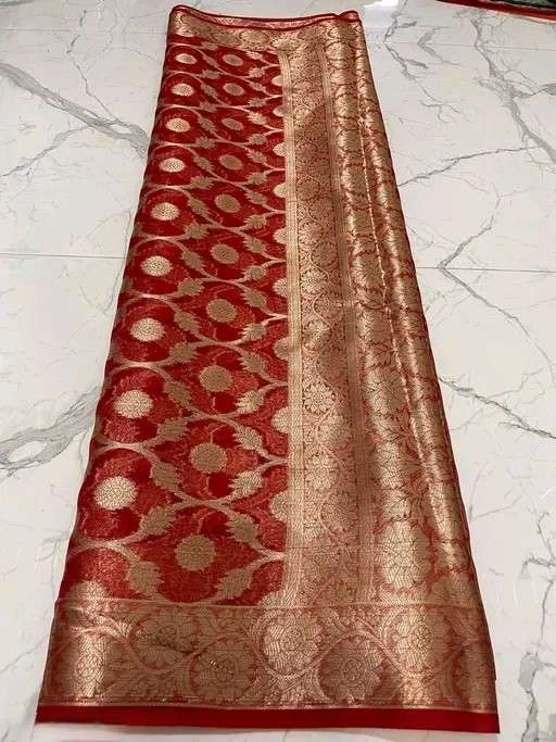 Red with Golden Patterns Zari Saree