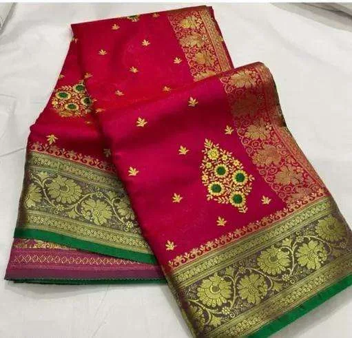 Regal Pink Banarasi Silk Saree with Intricate Golden Zari and Floral Motifs - Image 3