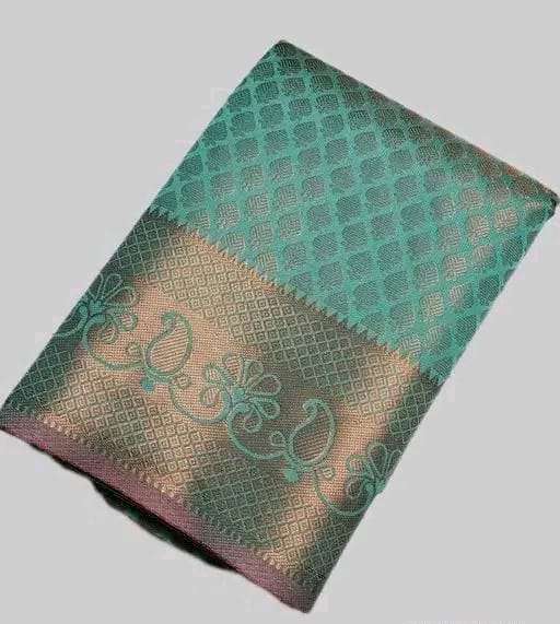 Elegant Aqua Green & Beige Banarasi Silk Saree with Floral Brocade Design