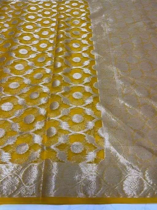 yellow Zari silk saree - Image 2