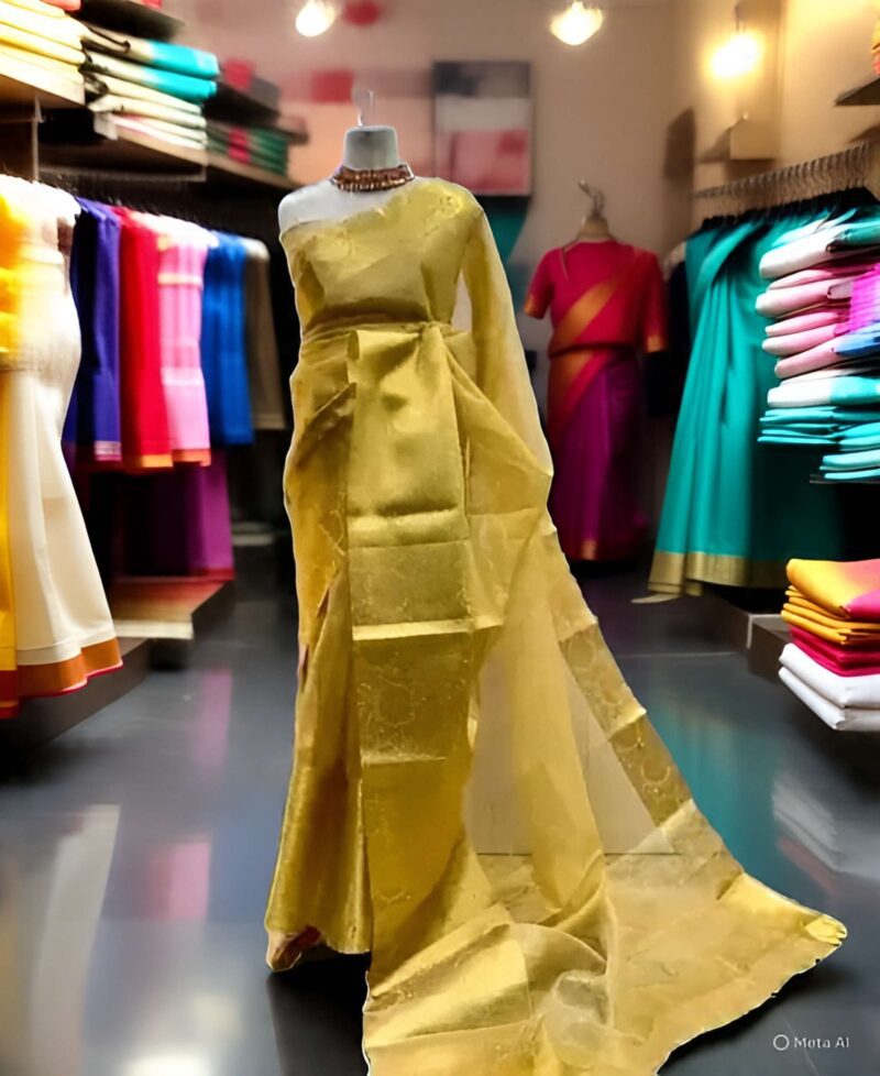 Elegant Gold Tissue Silk Saree - Perfect for Party Wear | SHSTORE