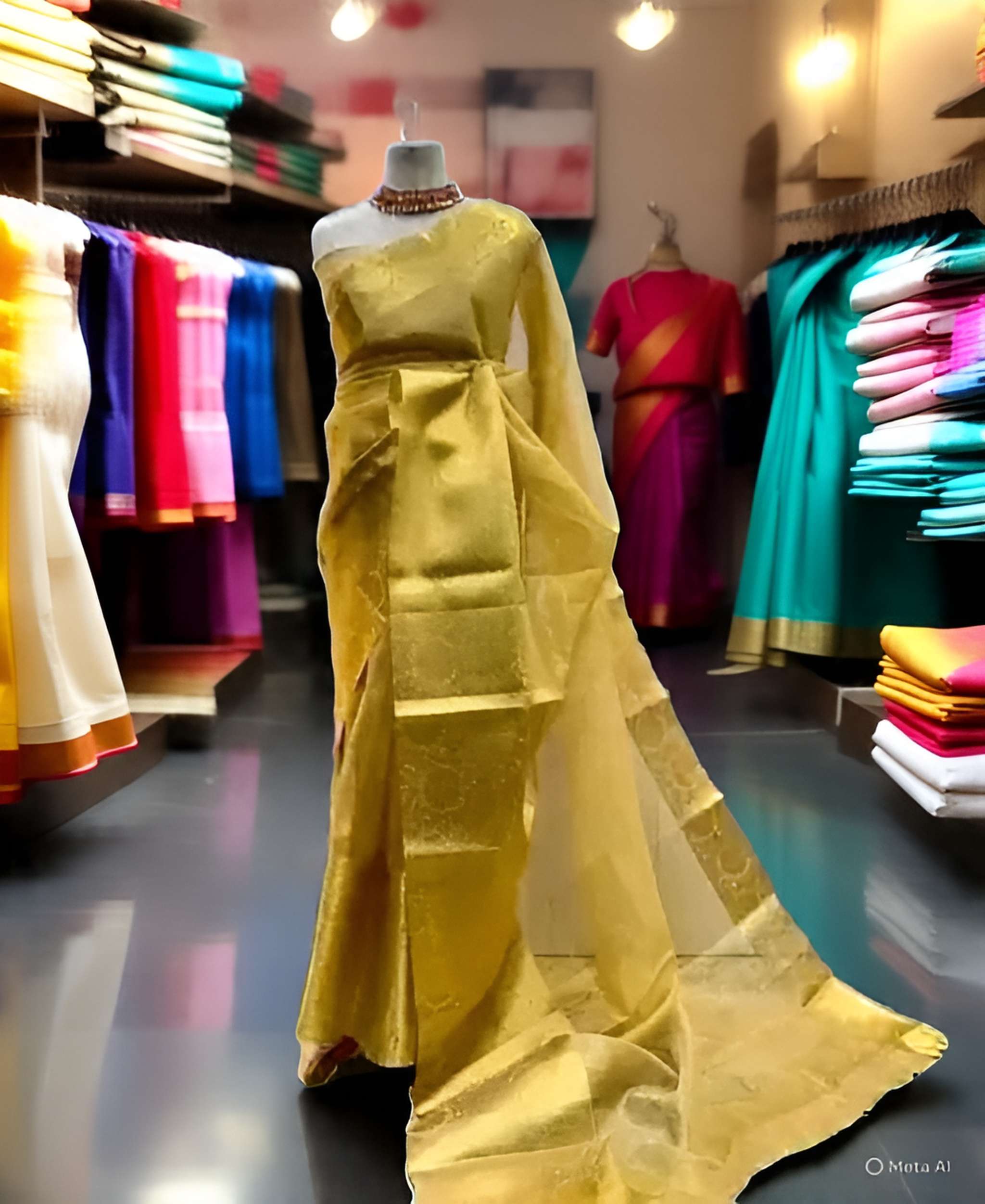 Elegant Gold Tissue Silk Saree - Perfect for Party Wear | SHSTORE