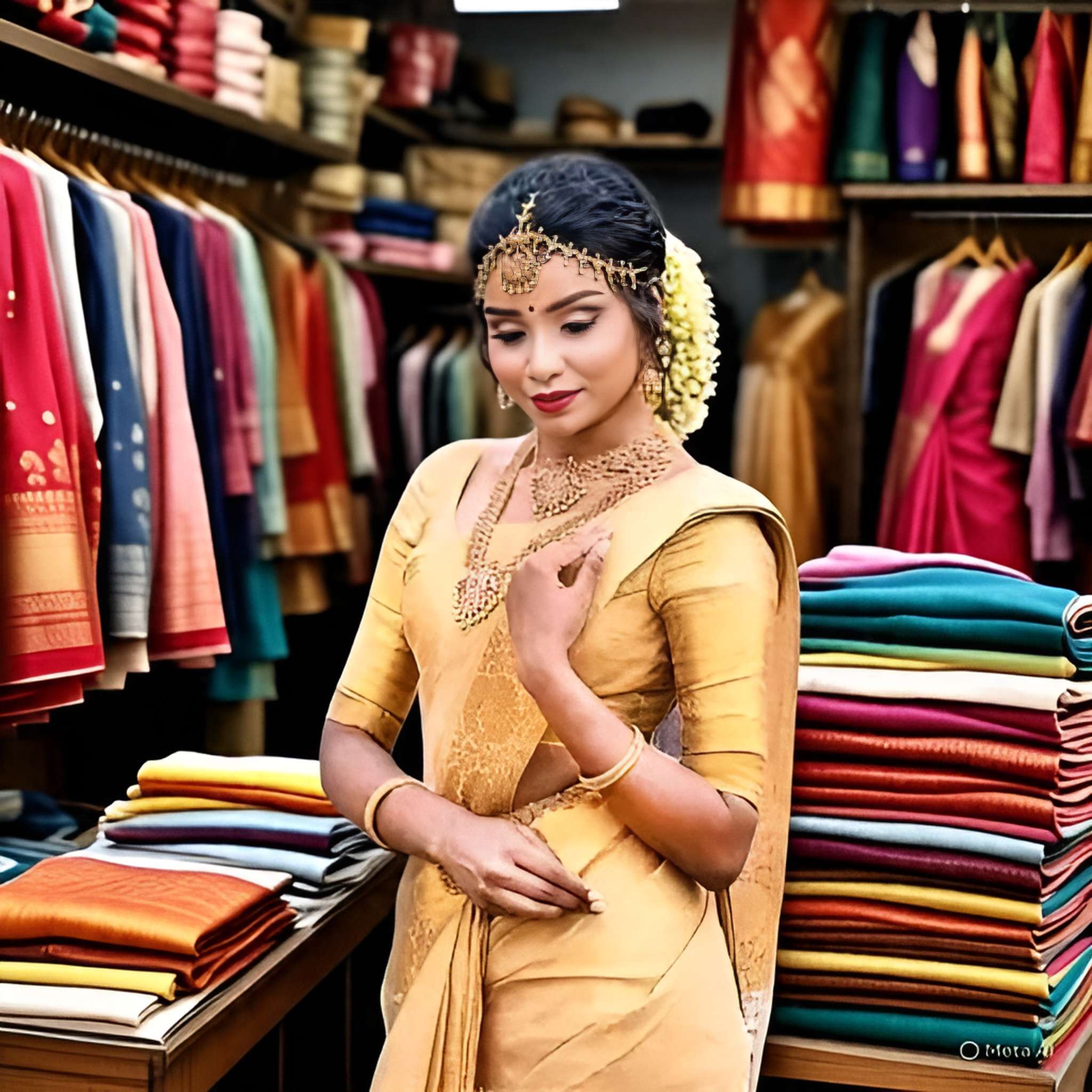 Elegant Gold Tissue Silk Saree - Perfect for Party Wear | SHSTORE - Image 2